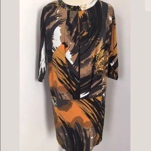 Cache Dress Size 4 Blouson 4 Black Yellow White